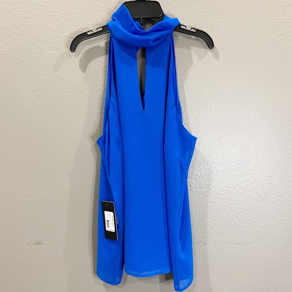 Marciano Tops - Mariano Volt Blue Cascara solid sleeveless top size L w/ gold buttons BNWT